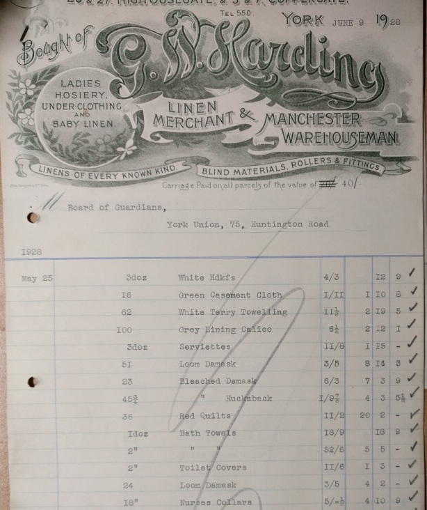 1928 invoice for linen